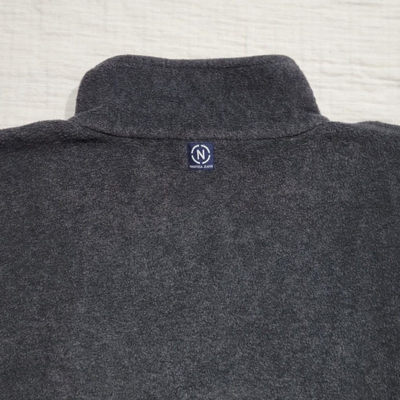 Vintage Nautica Jeans Fleece Half Zip Gray Sweatshirt Sweater Men Large - Picture 7 of 10